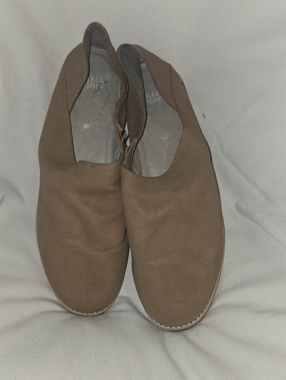 Eileen Fisher Brown Leather Slip-On Flats